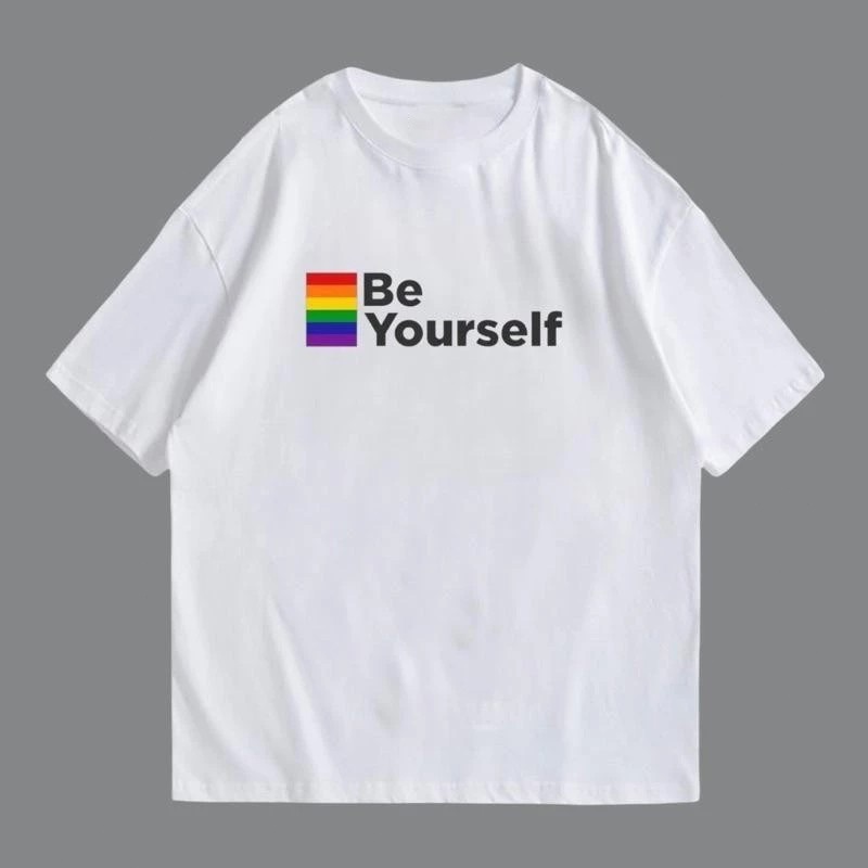 🏳️‍🌈 Pride Month🏳️‍🌈 เสื้อยืด pride month “be yourself” เสื้อ สิทธิมนุษยชน เสื้อยืดสีรุ้งสกรีนลาย S-5XL FS