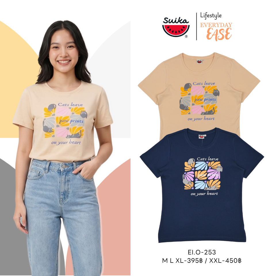 เสื้อแตงโม (SUIKA) - เสื้อยืดคอกลมแขนสั้น ลายปัก/พิมพ์ ( E.O-253 266 215 075 320 284 327 ) — صورة 6