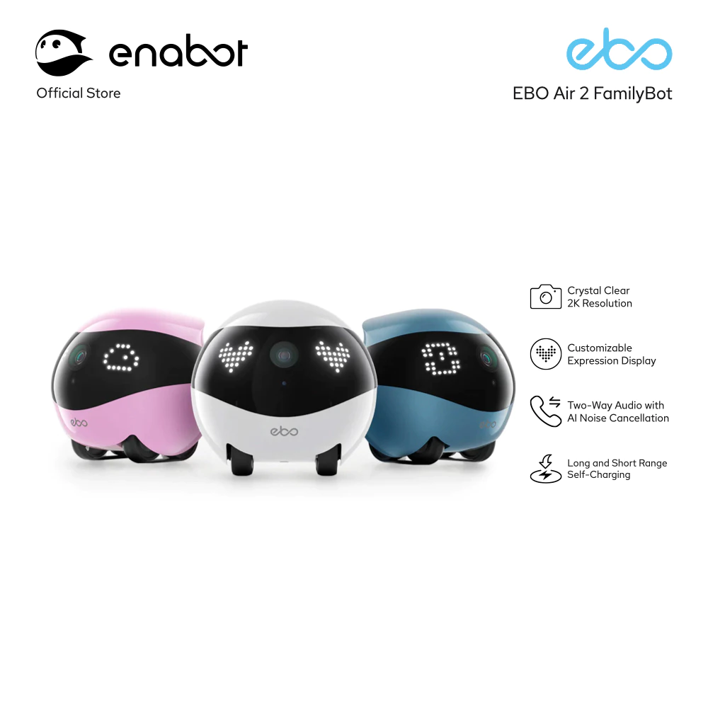 Enabot หุ่นยนต์กล้องอัจฉริยะ EBO Air 2 FamilyBot กล้องเคลื่อนที่สำหรับดูแลบ้าน พร้อมควบคุมผ่านแอปพลิเคชัน