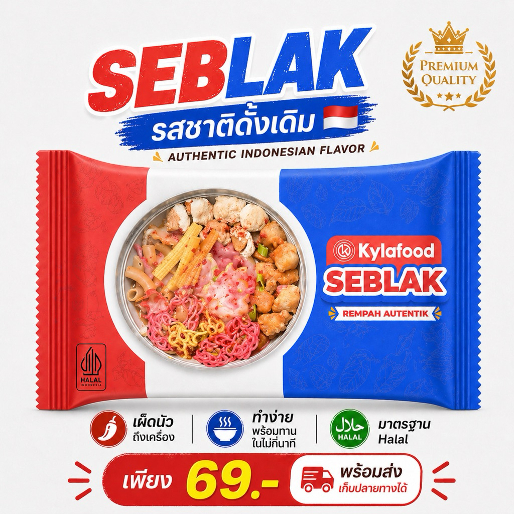 Kylafood Seblak 115 กรัม เซบลักกึ่งสำเร็จรูป ต้นตำรับอินโด เผ็ดจัดจ้าน แซ่บถึงใจ เส้นหนึบ เครื่องแน่