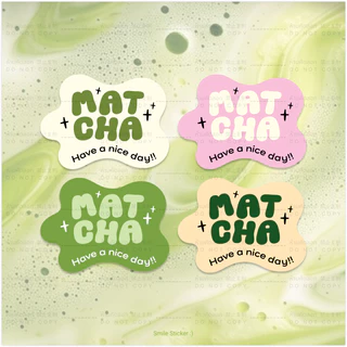 SmileSticker สติ๊กเกอร์มัทฉะ ตกแต่งแก้ว กันน้ำ ติดง่าย ลายน่ารัก สดใส สไตล์คาเฟ่