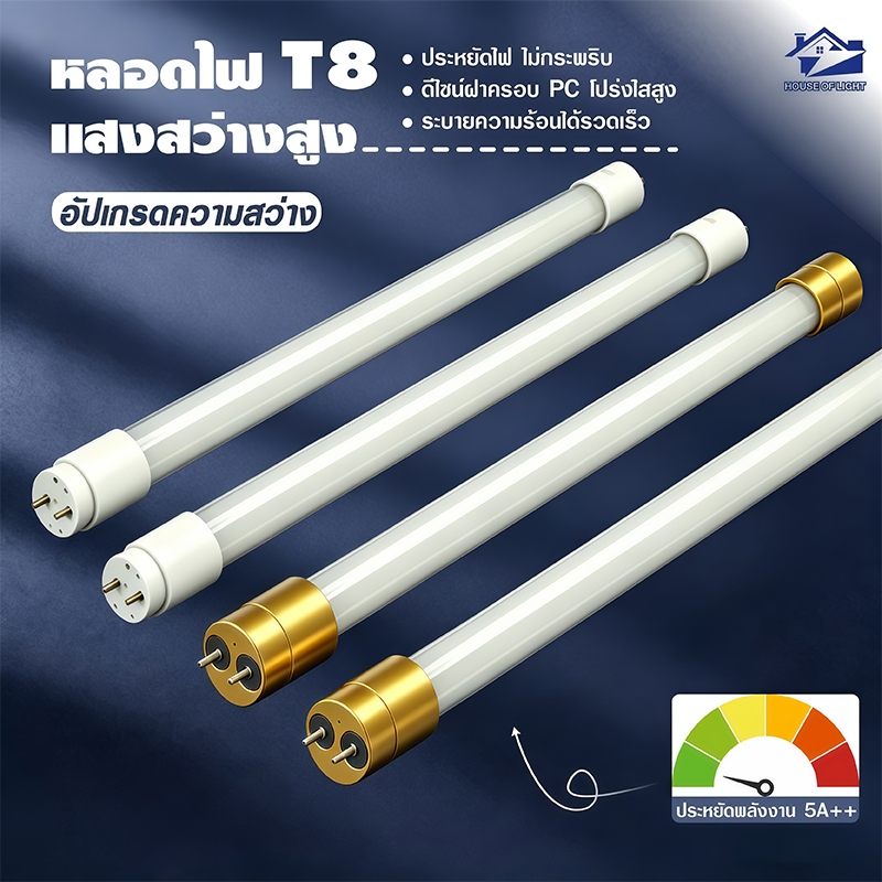 หลอดไฟ LED T8 IWACHI แพ็ค 1/6/12 หลอด นีออน ยาว 9W 18W 20W  40W ขั้ว G13 ขั้วขาว ขั้วทอง 600mm 1200mm ประหยัดพลังงาน