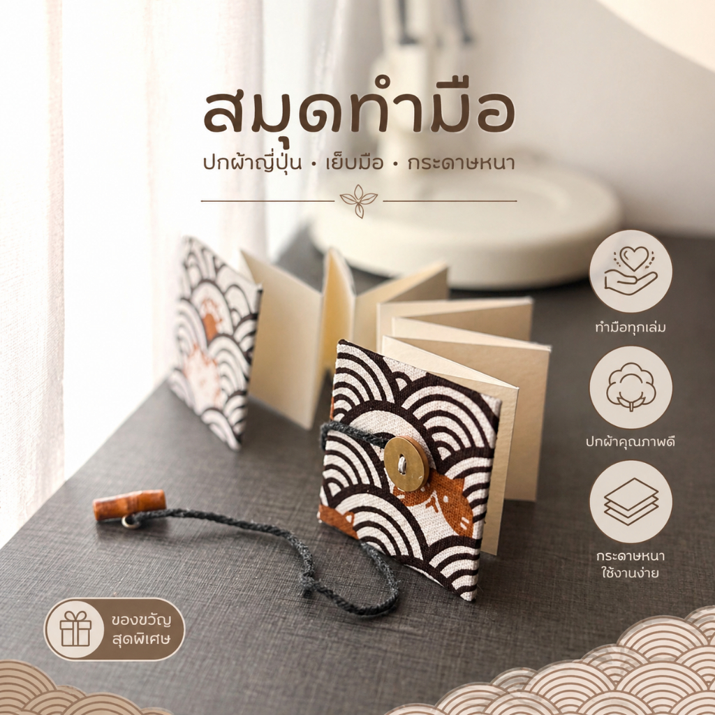 สมุดสีน้ำ ขนาดมินิ ลายแมวญี่ปุ่น แฮนด์เมด