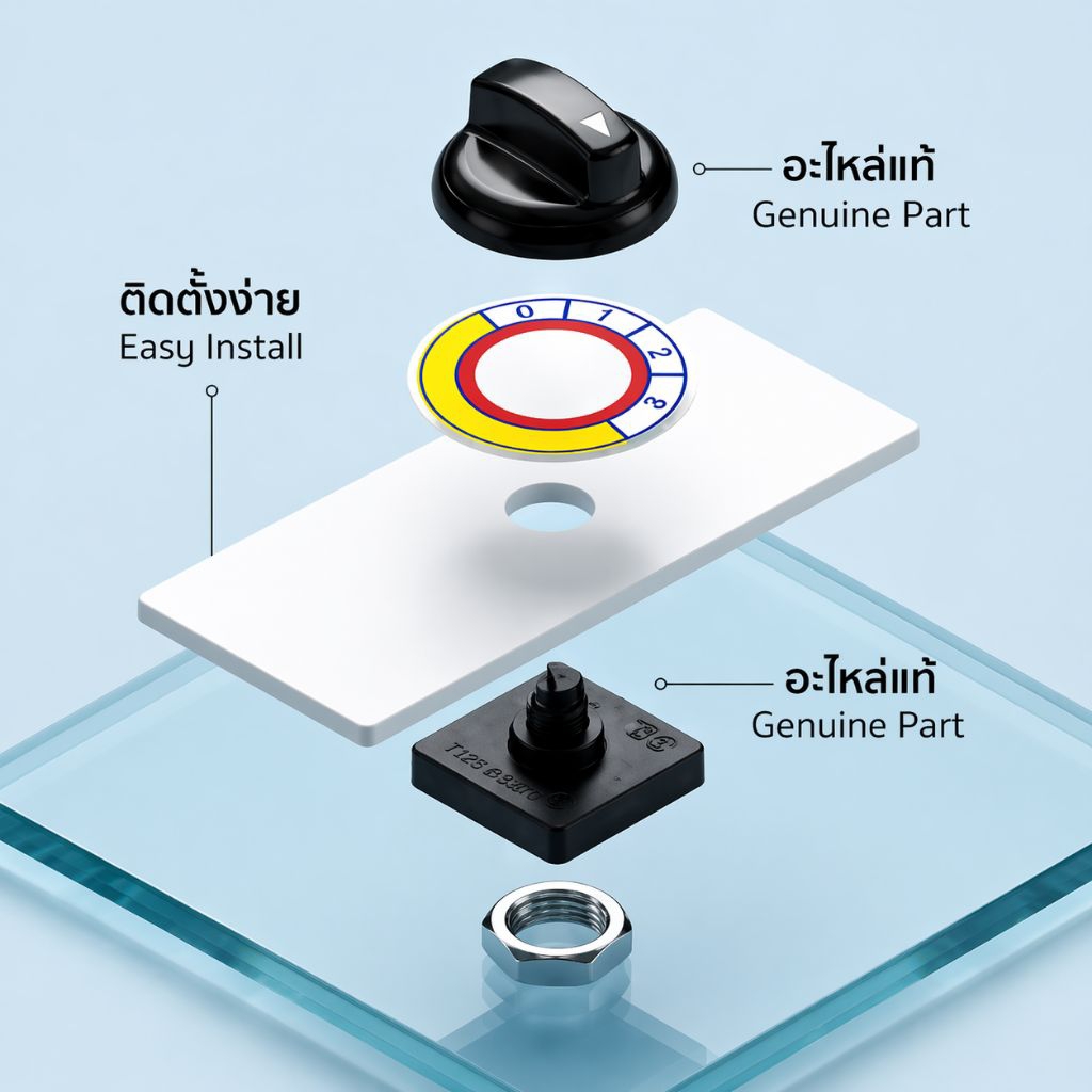 สวิตช์หมุน 4 ระดับ 0-1-2-3 13A 250V | สวิตช์พัดลม/เครื่องเป่าลม ติดตั้งง่าย พร้อมลูกบิด