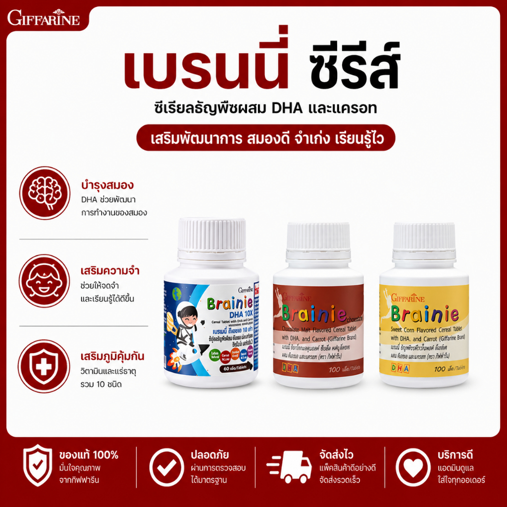 อาหารเสริมเด็ก กิฟฟารีน Brainie GIFFARINE วิตามินเด็ก บำรุงสมองเด็ก เสริมการจดจำ วิตามินบำรุงสมอง