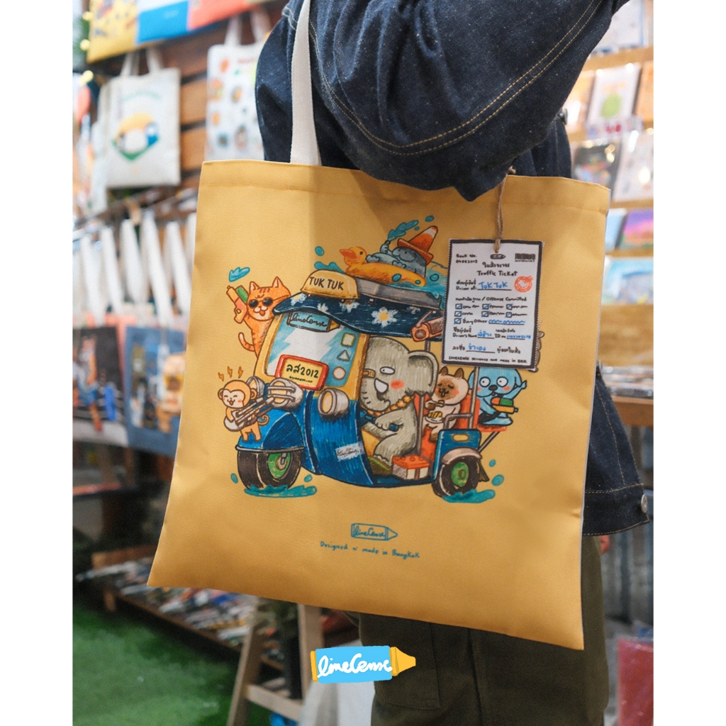 New “ Splash Gangster” Canvas tote bag กระเป๋าผ้าแคนวาส ถุงผ้า ลายทีมดับร้อน