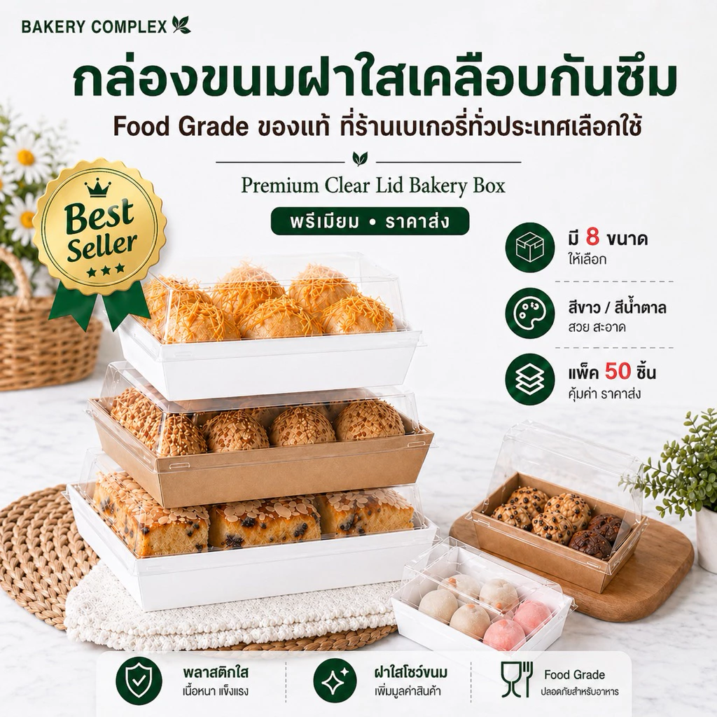 กล่องเค้กฝาใส กล่องคุกกี้ กล่องแซนวิช กล่องขนม จัดเบรค โชว์ขนมสวย Food Grade 🔥ราคาส่ง 🚚ส่งฟรี