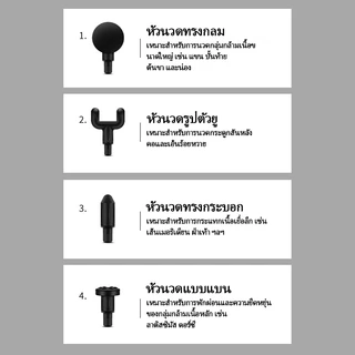 【COD】ปืนนวด เครื่องนวดไฟฟ้า เครื่องนวด ปืนนวดกล้ามเนื้อ นวดเท้า แก้ปวดหรือออฟฟิศซินโดรม พร้อมหัวนวด 4 หัว massage gun
