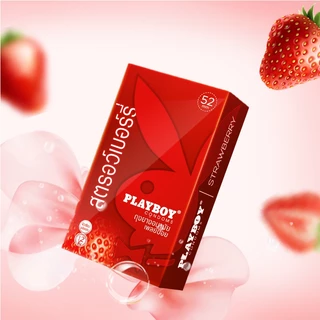 PlayboyCondom ถุงยางอนามัย ขนาด 52 mm. รุ่น สตรอเบอร์รี่ Family Pack 1 กล่อง 12 ชิ้น