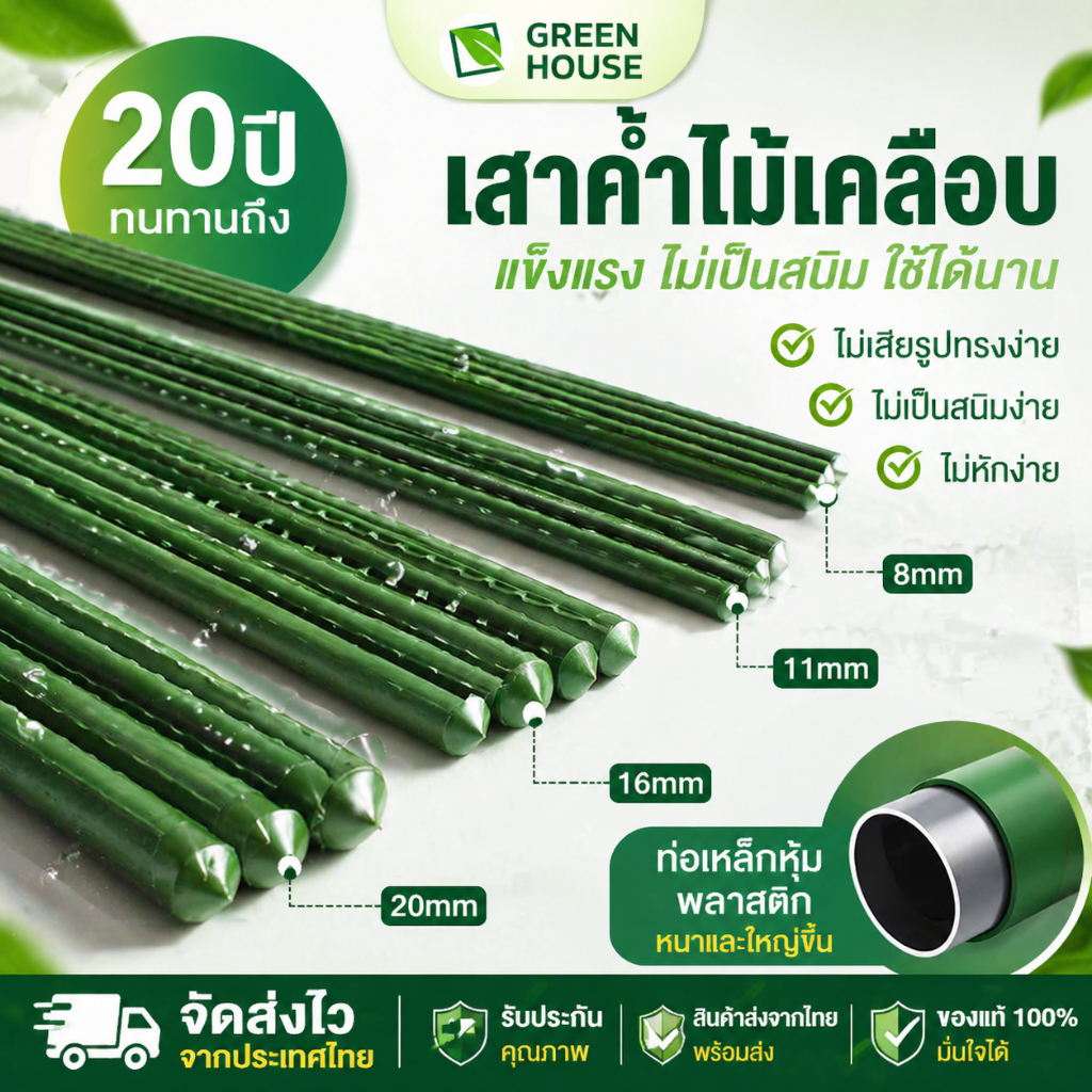 ไม้ค้ำยันต้นไม้ 60-180 ซม. ไม้ค้ำต้นไม้ DIY ซุ้มต้นไม้ หลักไม้เลื้อย ไม่เสียรูป ไม่เป็นสนิม กันน้ำ