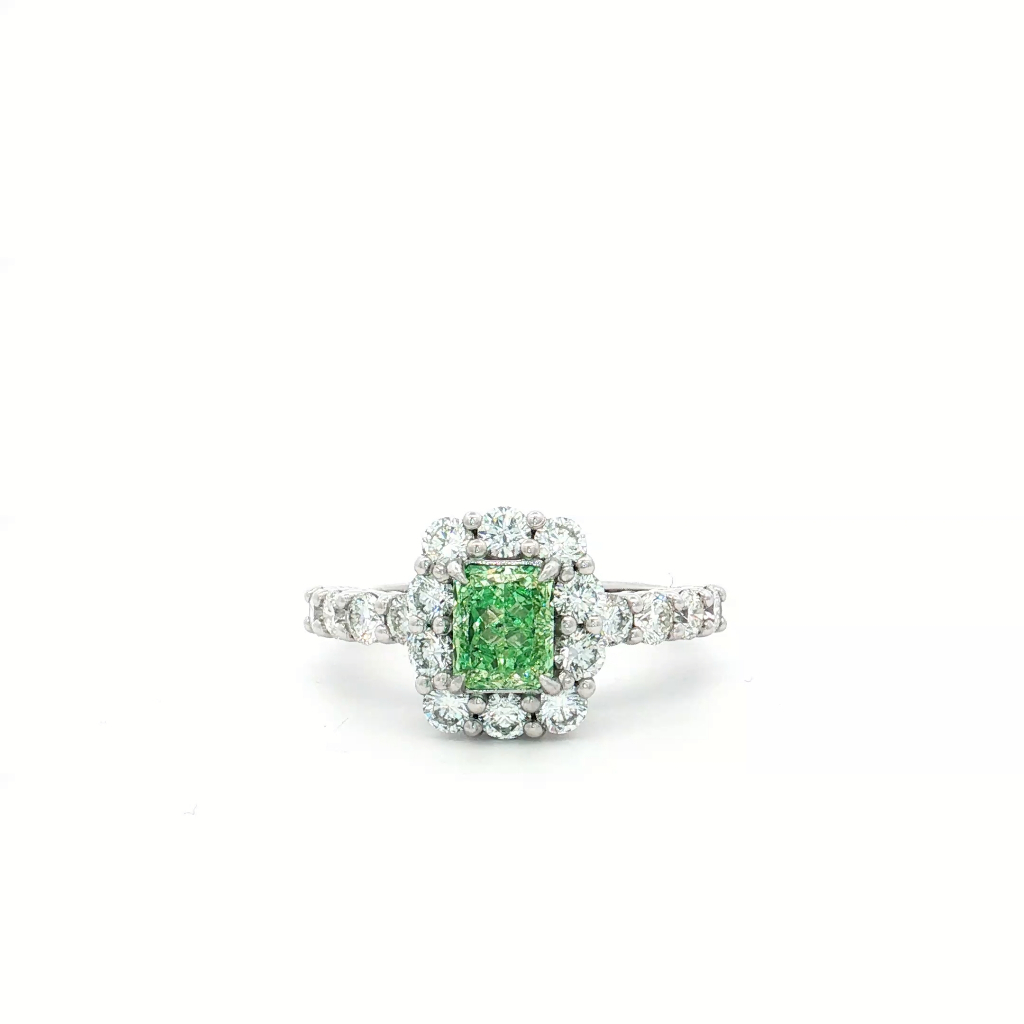 1.01 Carat Fancy Green SI Clarity Diamond Ring