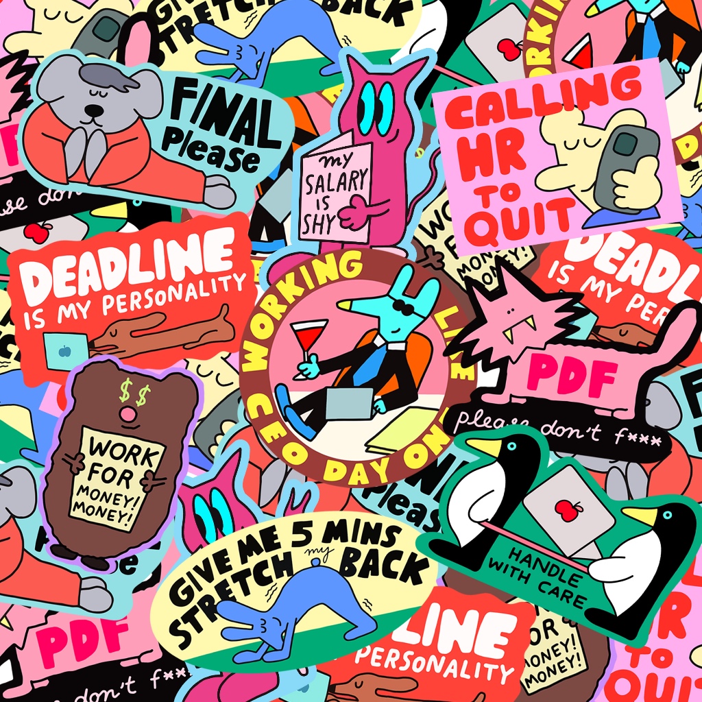 Workไร้Balance Jumbo Sticker  ไดคัท100% ชิ้นใหญ่ กันน้ำ ลอกไม่เป็นคราบกาว เหมาะสำหรับเเปะ Laptopกระเป๋าเดินทางnyyydesign