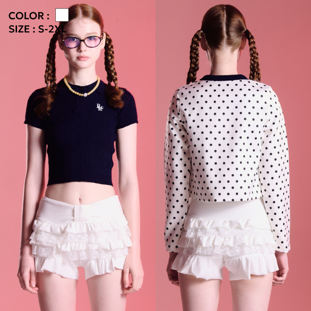 Bemingshorts047(XS-4XL)-Sorielle Short - กางเกงขาสั้นดีไซน์เลเยอร์ลูกไม้และระบายหลายชั้น เพิ่มความฟู