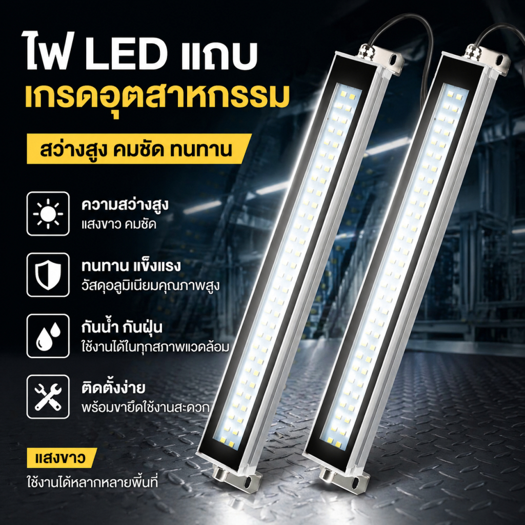 โคมไฟLEDสำหรับเครื่องจักร 360°หมุนได้ กันน้ำกันฝุ่น สว่างสูง ทนต่อการสั่นสะเทือน ใช้งานได้นาน
