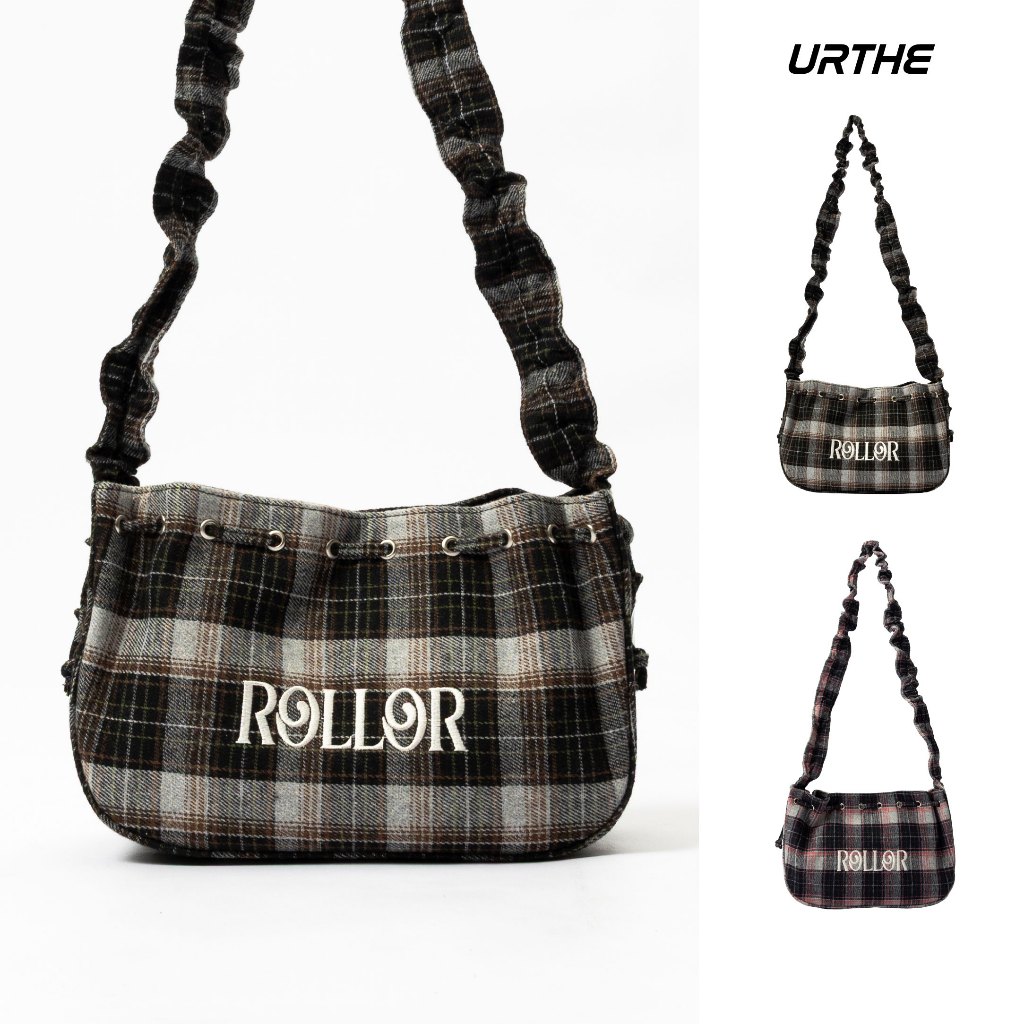 URTHE - กระเป๋า ลายสก็อต รุ่น ROOTS POUCH BAGS - Col. ROLLOR KLUB BAAN HOUSE