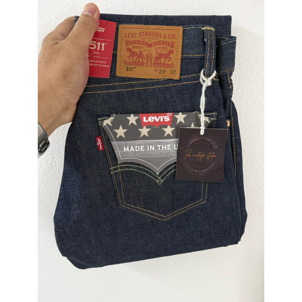 Levi’s 511 whiteoak ผ้าแข็ง ริมแดง , Made in USA , button 5115 , Size W29 L32 (ขนาดจริงดูตรงรายละเอี