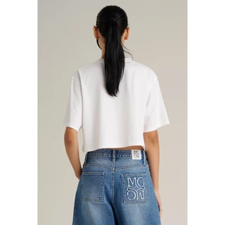 Mc JEANS (แม็คยีนส์) เสื้อยืดผู้หญิง เสื้อยืดแขนสั้น ทรงครอป Cropped Fit T-Shirt มีให้เลือก 2 สี MTTZB88