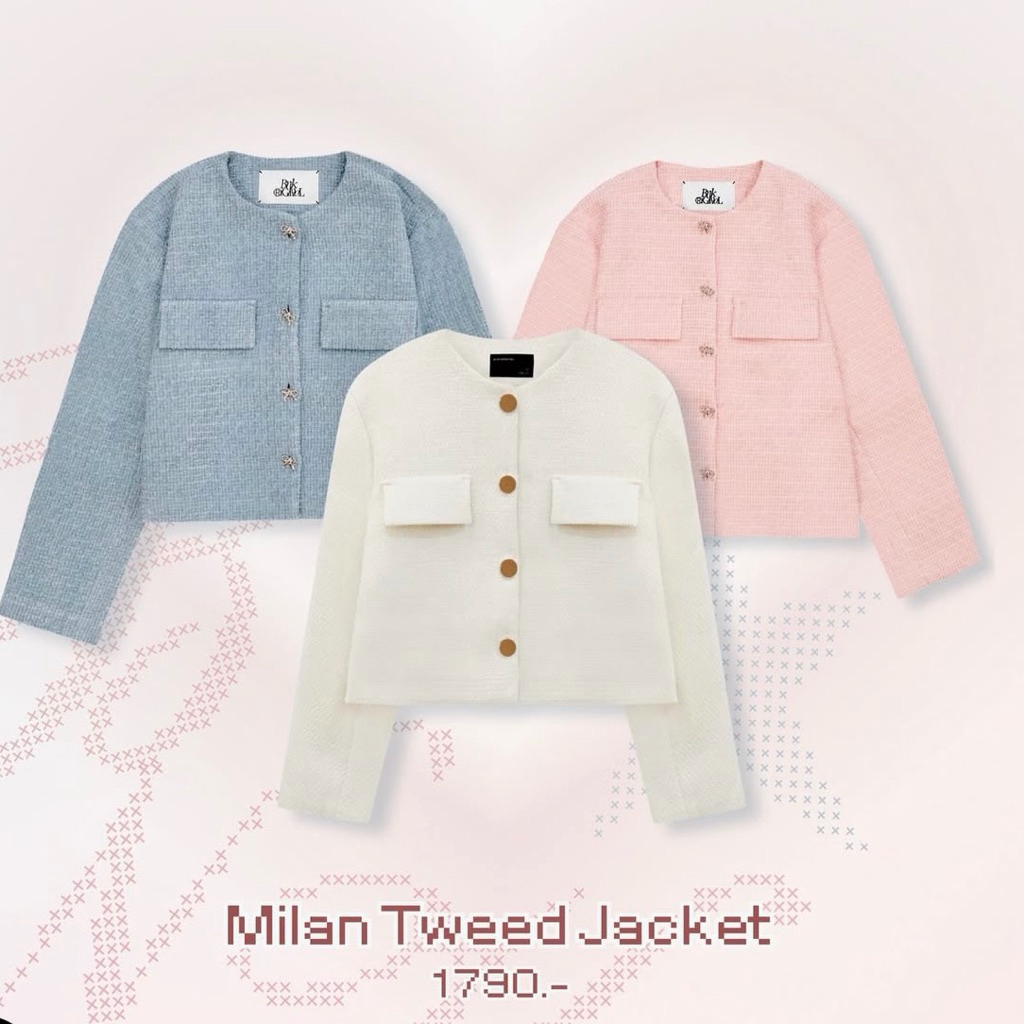 ETOILE BNK | Milan Tweed Jacket เสื้อคลุมผ้าทวีต มาพร้อม อะไหล่กระดุมโลหะ 🎀 พร้อมส่ง 2 สี New✨in Pac