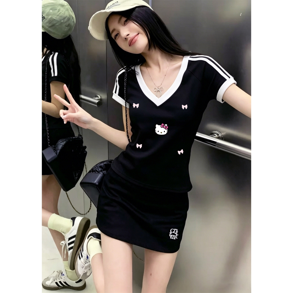 เสื้อยืดผู้หญิงคอวี Hello Kitty ฤดูร้อนรุ่นใหม่ มีหลายแบบ ไซส์ M-3XL จัดส่งเร็วจากกรุงเทพฯ