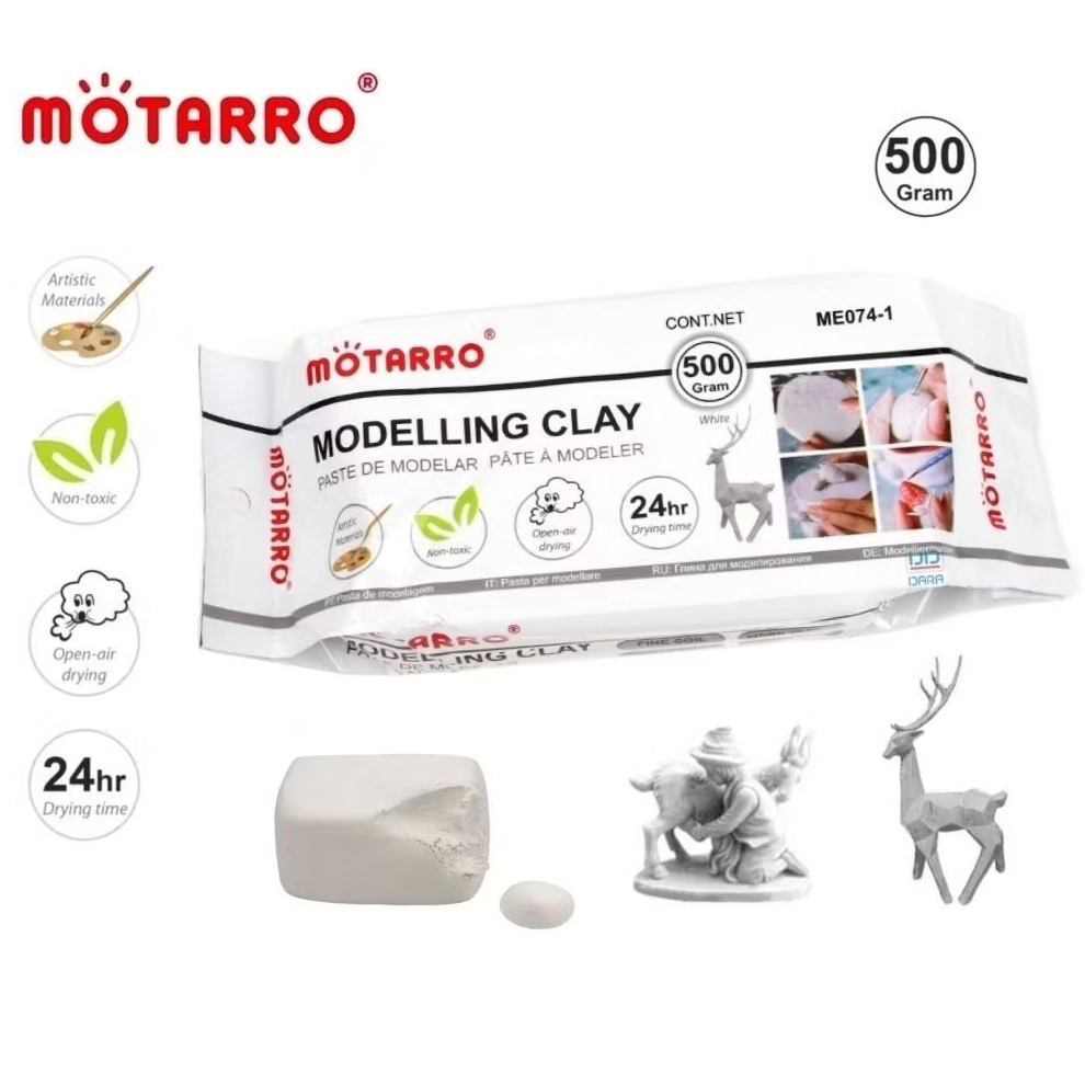 Motarro ดินปั้นสีขาว Modelling Clay (ME074-1) รุ่น air-dry ดินปั้นธรรมชาติ ขนาด 500 กรัม (ราคา 1 ก้อน)