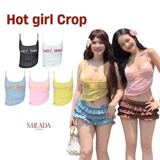Hotgirl crop สายเดี่ยวฮอตเกิร์ลผ้าสลาฟ (2031)
