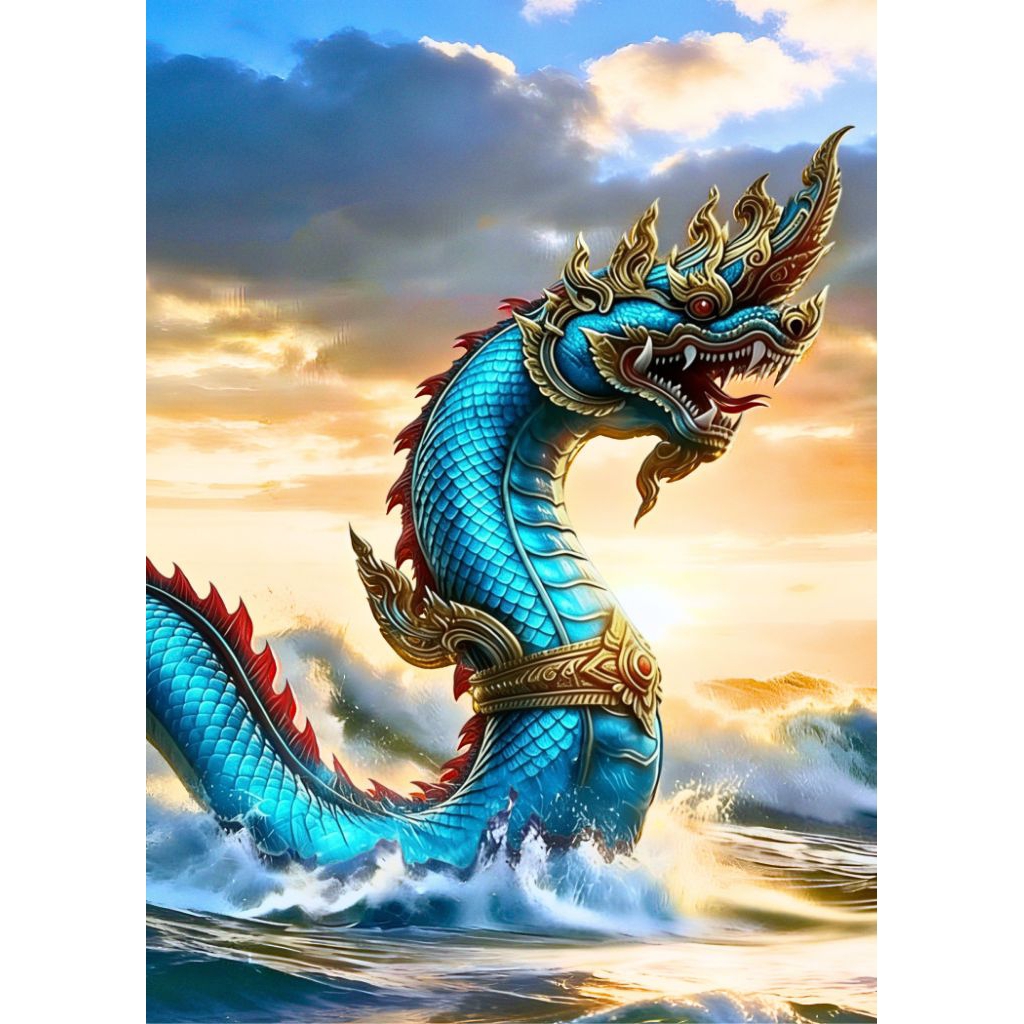 รูปโปสเตอร์ พญานาค ขนาด A3 ความหนา 200 แกรม ภาพมงคล เสริมฮวงจุ้ย ตบแต่งบ้าน (29.7*42 cm)