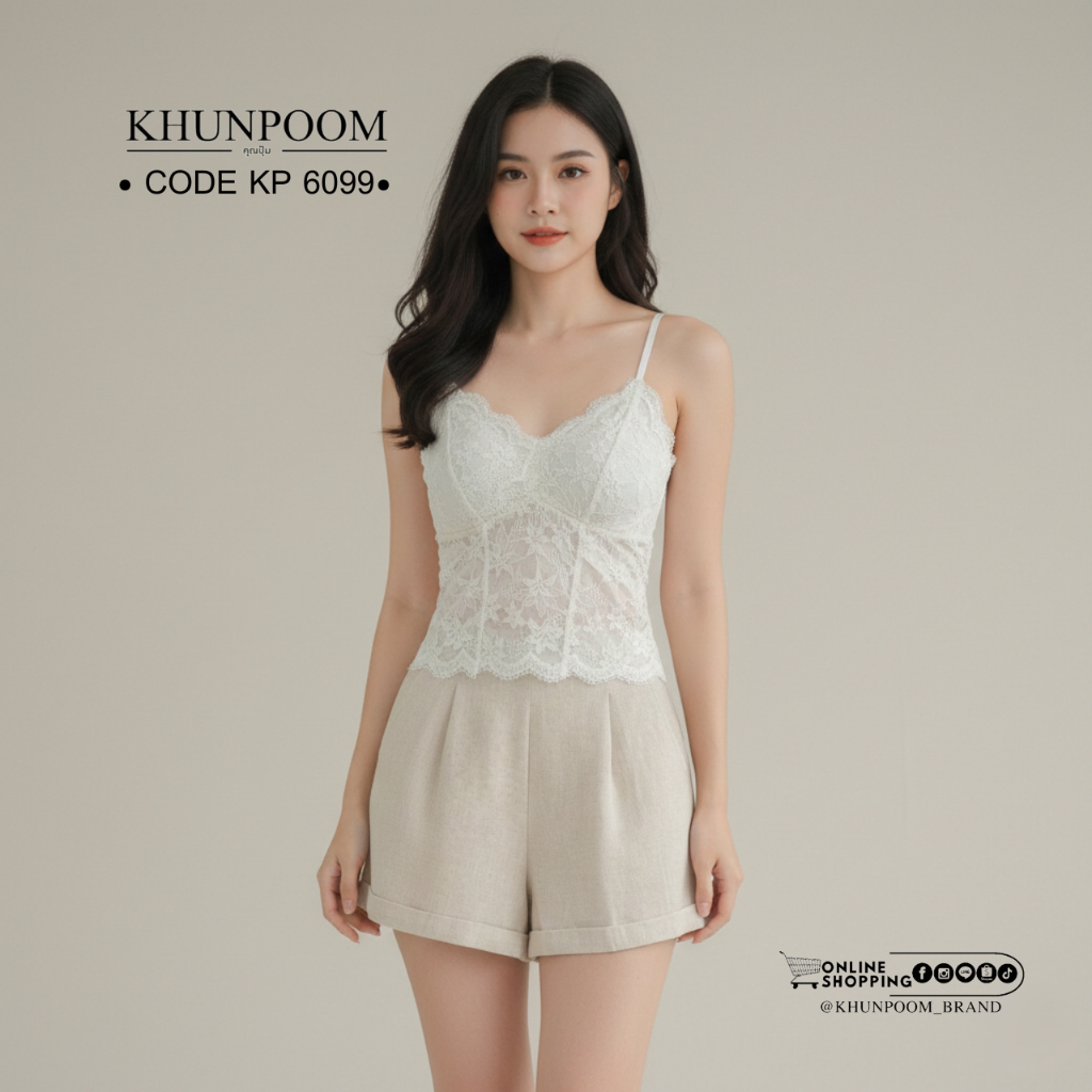 KP 6099 ✨ งานลูกไม้ ทรงสวยเป๊ะแบบคอร์เซ็ท จะแมทช์กับเบลเซอร์ก็ดูแพง หรือใส่เดี่ยวๆ ก็ดูหรู รุ่นนี้คือ Must Have!