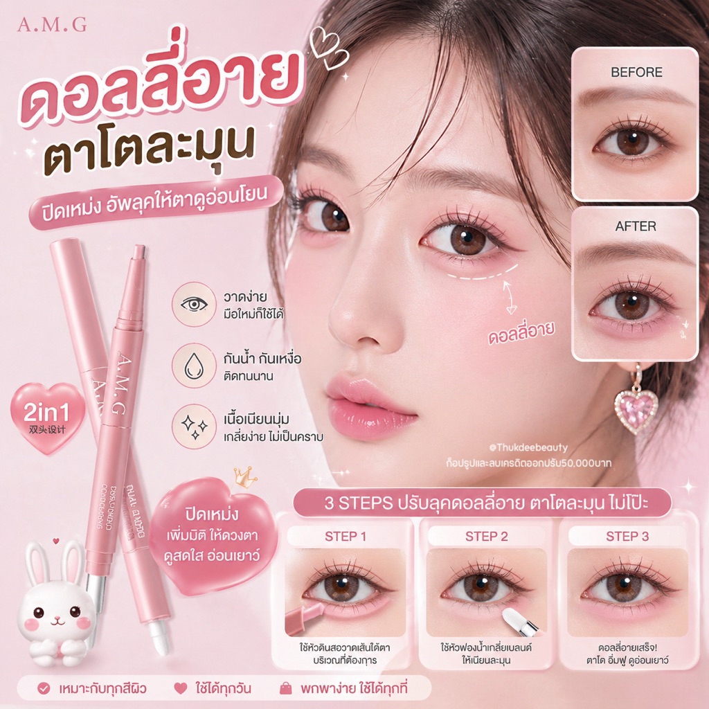 ส่งฟรี/แท้ ปากกาดอลลี่อาย 2 เฉดสี QIYUDUOLA ปากกาดอลลี่อาย ปากกาเขียนถุงใต้ตา ดอลลี่อาย เขียนง่าย ดวงตากลมโตสไตล์เกาหลี