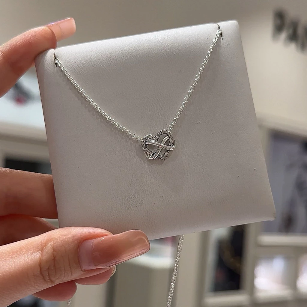 (ของแท้100%) Pandora Infinity heart silver necklace สร้อยคอหัวใจอินฟินิตี้ ยาว50cm.