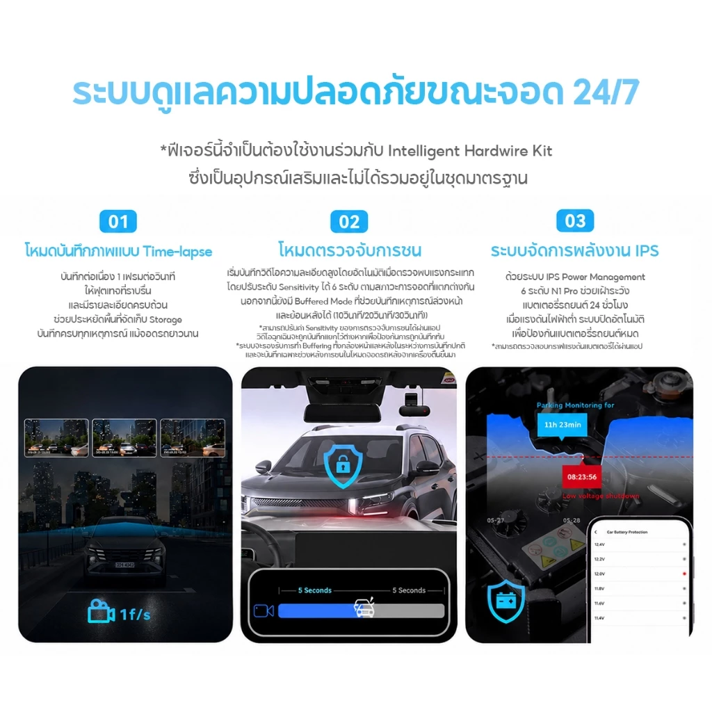 [HOT]DDPAI N1 Pro Dash Cam กล้องติดรถยนต์ 1296P HD Car Camera 135°การบันทึกมุมกว้างพิเศ ควบคุมผ่าน APP thumbnail 6