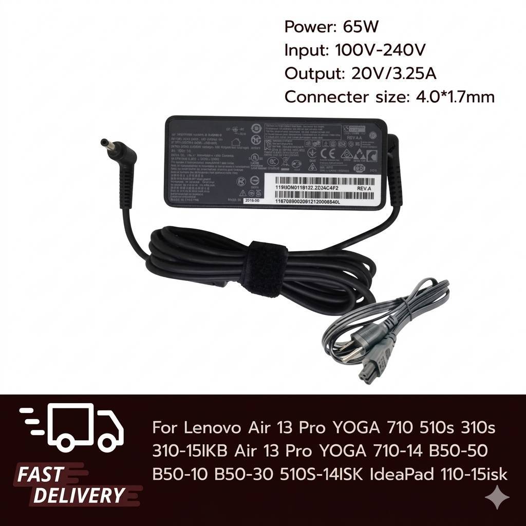 (ประกัน 18 เดือน) สายชาร์จ โน๊ตบุ๊ค Lenovo Yoga 520 710 Flex 5 Flex 6 65W อะแดปเตอร์หัวจิ๋ว สายไฟ มอก. le008