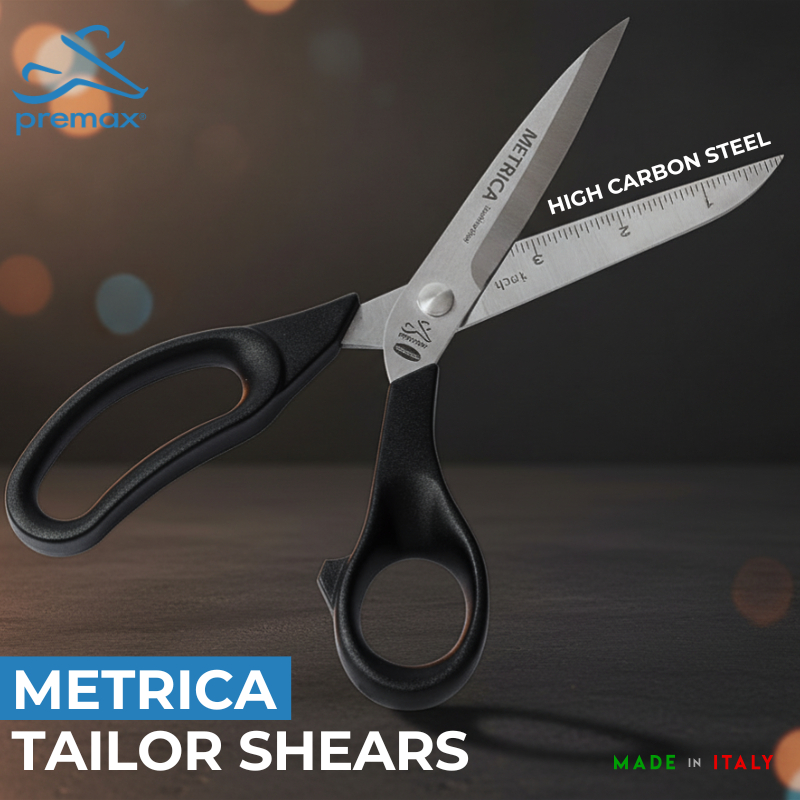 Premax กรรไกรตัดผ้ารุ่น metrica มีหน่วยเซนติเมตรบนกรรไกร made in EU