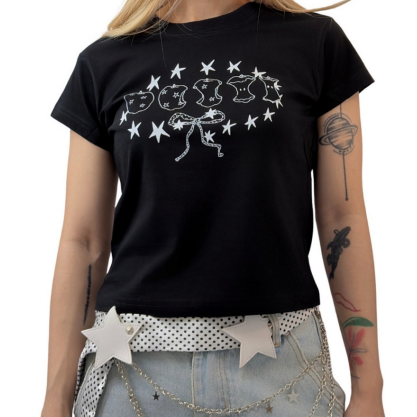redolence.studio (Pre-order4-7days)Apple on my star Baby Tee เสื้อยืดเบบี้ที cotton100%ผ้าเนื้อบาง