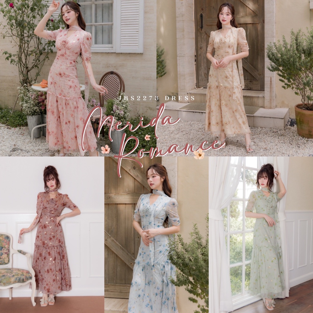 #JBS2273 Merida Romance Dress Joobs.studio เดรส+choker+เข็มกลัดดอกไม้