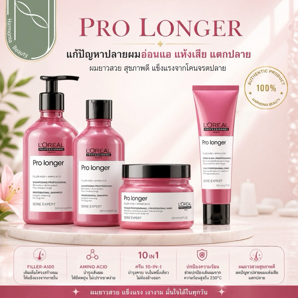 Loreal Serie Expert Pro Longer Shampoo / Masquse ฟื้นฟูบำรุงปลายผมอ่อนแอ แห้งเสียมาก
