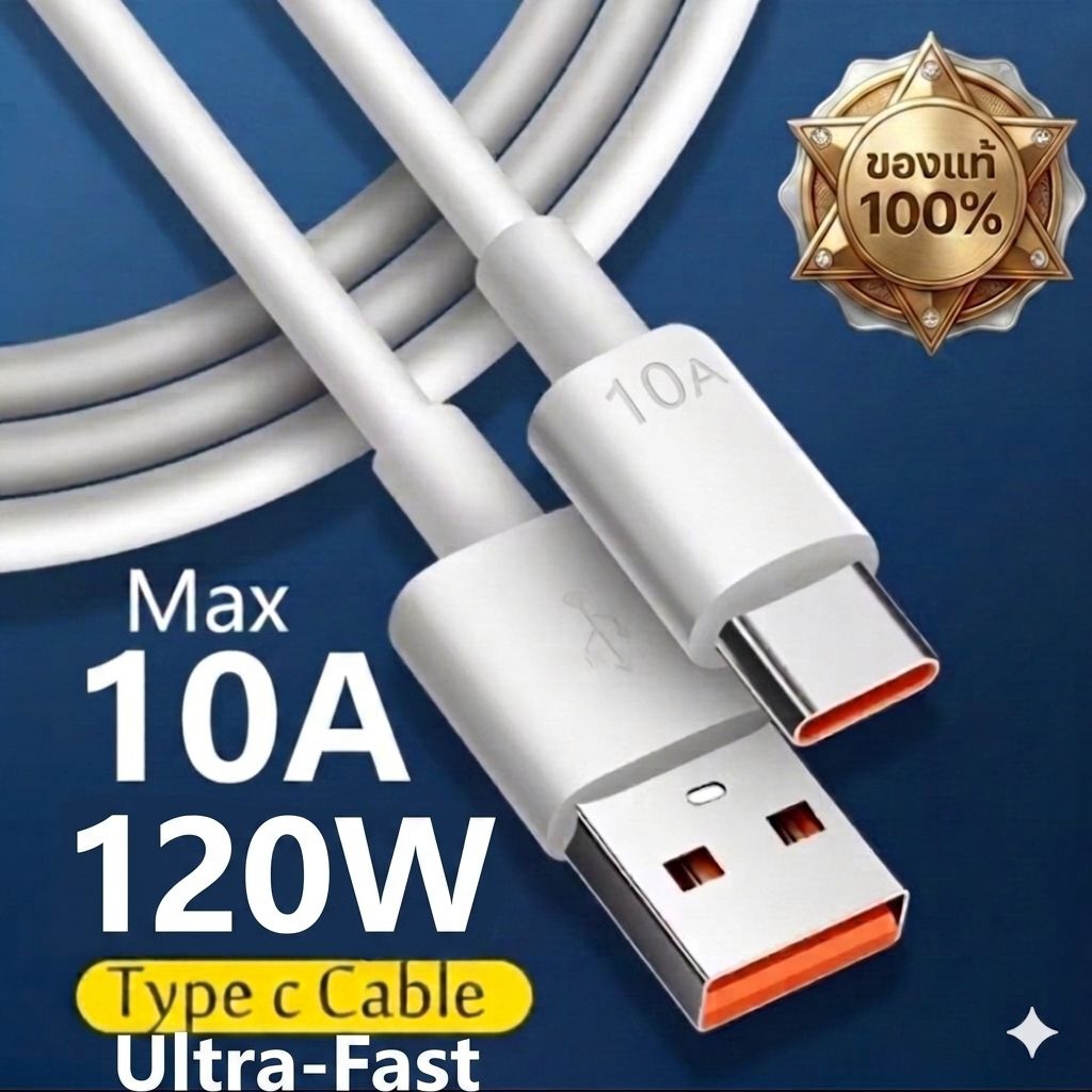 สายชาร์จ 10A Type C usb /แท้ /สายชาร์จเร็ว สายชาร์จโทรศัพท์ ทุกรุ่น และอื่นๆ 1m