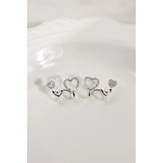 TROPHIES.CO - Triple Love Earrings ต่างหูหัวใจ ต่างหูไข่มุก