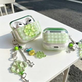 พร้อมส่ง ดอกไม้เขียวใหม่ เคสหูฟังAirpods4 เคสใสการ์ตูนนูน Airpods3 เคสหูฟังบลูทูธ gen3 gen2 เคสหูฟังไร้สาย Pro3 Airpods