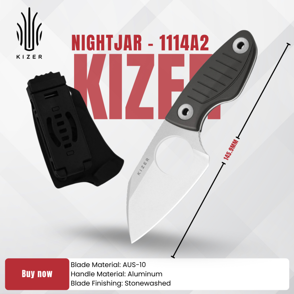 มีดพก KIZER Nightjar | AUS-10 | Aluminum | 1114A2