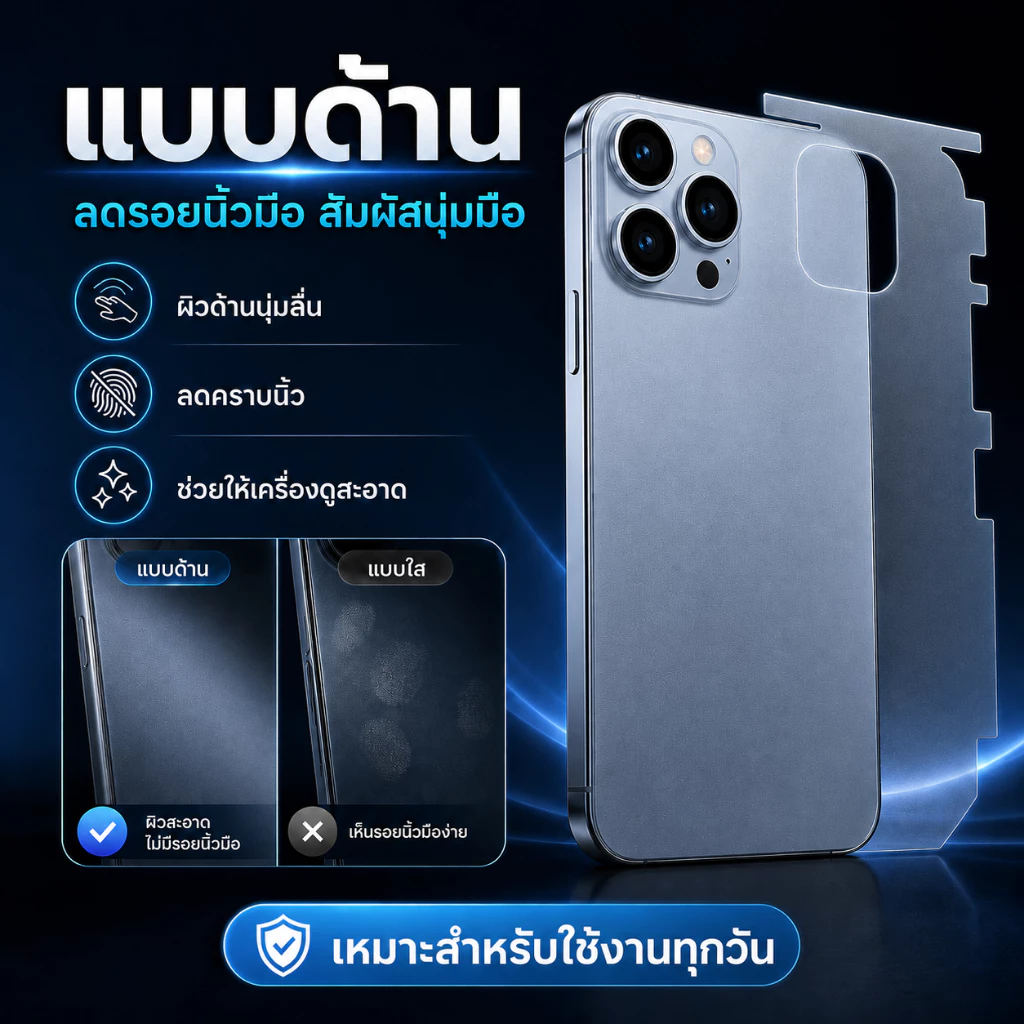 iFilm TPU ฟิล์มหลัง ไฮโดรเจล ใส ด้าน For iphone 17promax 17Air 17 Pro 16 pro max 16plus 15 promax 14 iphone13 11 ไอโฟน thumbnail 6