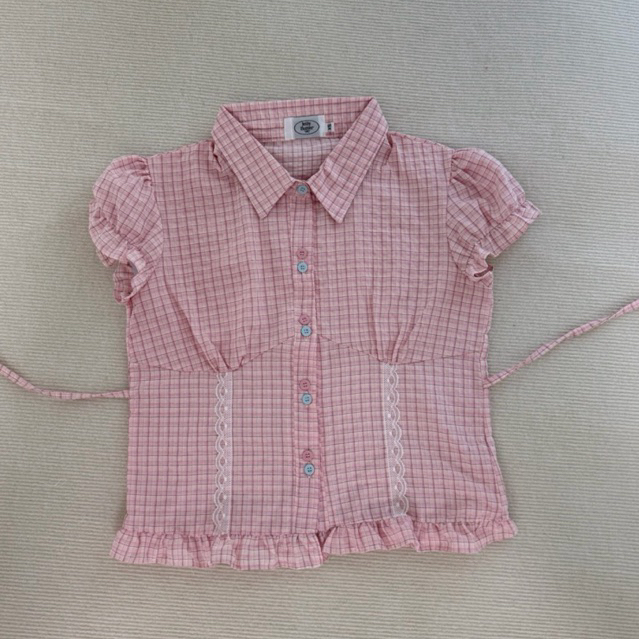 jellybutter มันฝรั่ง potato เสื้อเชิ้ตลายสก้อตจิ๋วน่ารักชายระบาย