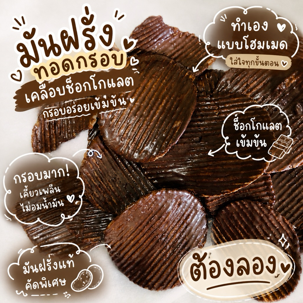 มันฝรั่งทอดกรอบเคลือบดาร์กช็อคโกแลต/Chocolate Mint/Raspberry🍃ทำสดใหม่ทุกออเดอร์!