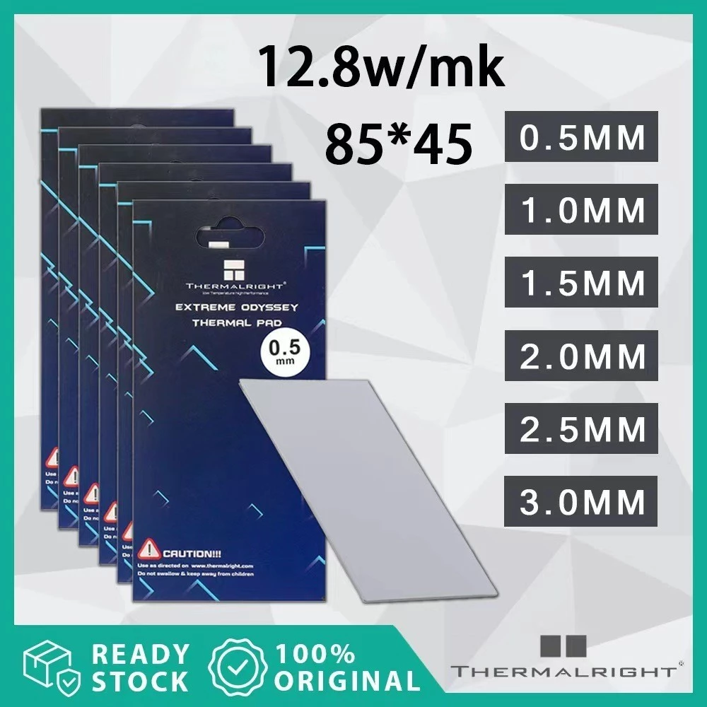 ซิลิโคนแผ่นระบายความร้อน GPU CPU Heatsink Cooling Thermal Pad 12.8w/mk ขนาด 85mm x45mm มีความหนา 6ขนาด