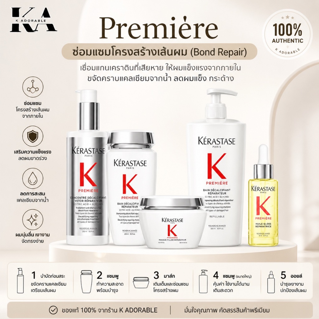 [ครบชุด] Kerastase Premiere พรีเมียร์ แชมพู / มาส์ก บำรุงผมเสีย เชื่อมแกนเคราติน ลดเปราะขาด