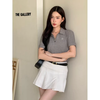 Lucia Knitted Polo Top : เสื้อโปโลไหมพรมดีเทลซิป Longsaidoo_