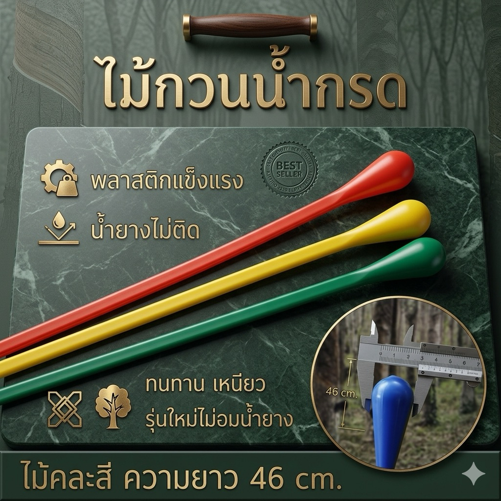 ไม้กวนน้ำยาง ไม้กวนน้ำกรด ยางพารา พลาสติกหนาทนใช้ได้นาน (แบบคละสี)