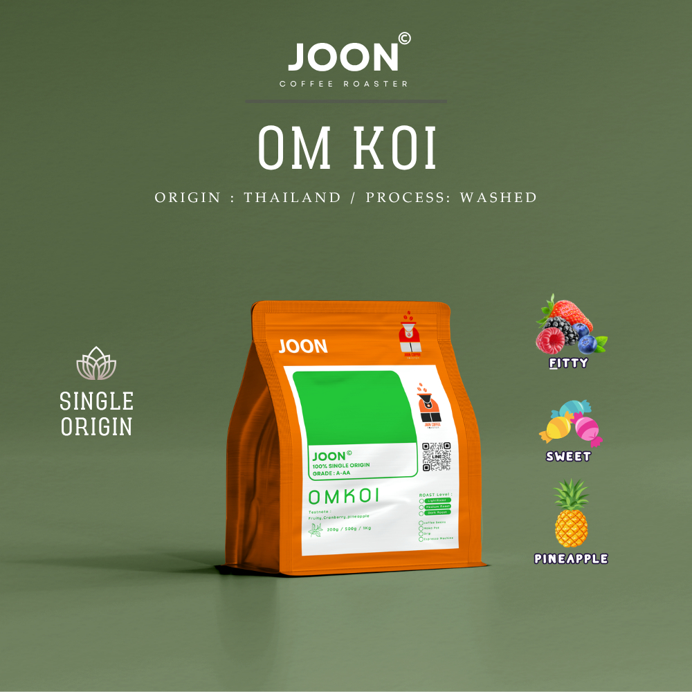 OM KOI เมล็ดกาแฟ อมก๋อย Arabica 100%  Size A-AA คั่วสดใหม่ ทุกออเดอร์ ส่งทุกวัน