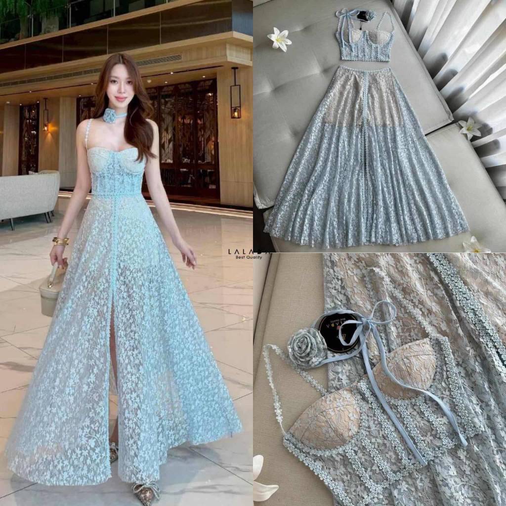 LALADA set 2 ชิ้นเสื้อสายเดี่ยวผ้าลูกไม้อย่างดี – โปรปัง