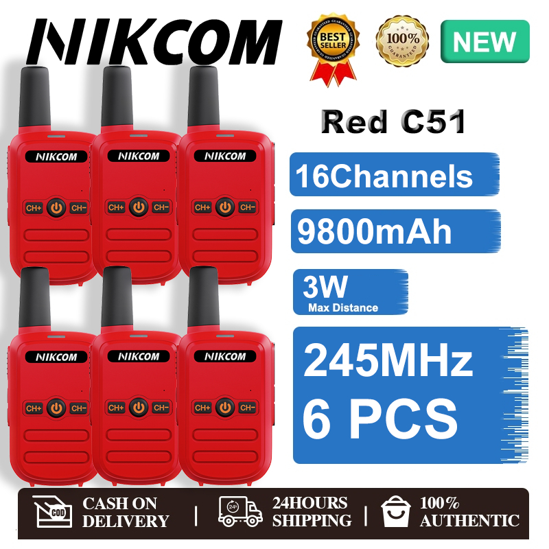 【6 ชิ้น】วิทยุสื่อสาร C51 245MHz เครื่องส่งรับวิทยุแบบชาร์จไฟได้ 3 ว สามารถเชื่อมต่อวิทยุสื่อสารสีแดงของยี่ห้ออื่นได้