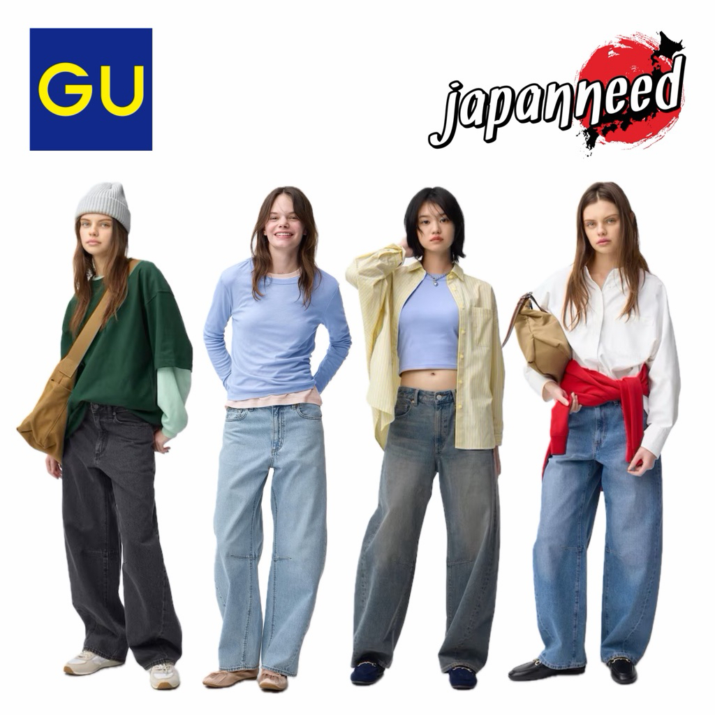 👖[แท้🇯🇵💯] GU Barrel Leg Jeans กางเกงยีนส์ ทรง Beggy จากญี่ปุ่น